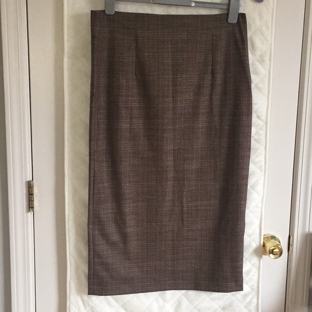 ZARA Checked Wool mix MIDI SKIRT | L